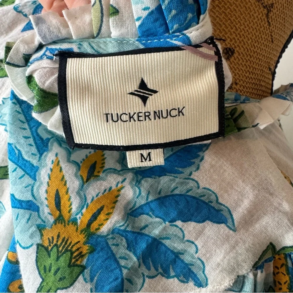 Tuckernuck White Maxi Dress with Blue and Green Floral Print - Picture 3 of 11